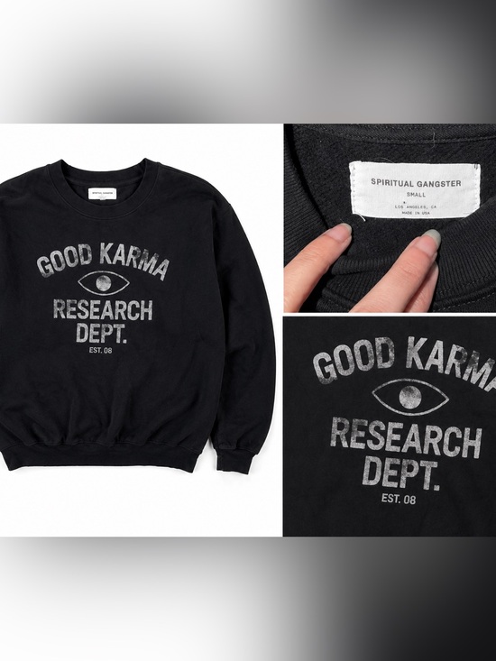 Spiritual Gangster Sweaters - Spiritual Gangster Black Good Karma Crewneck Sweatshirt